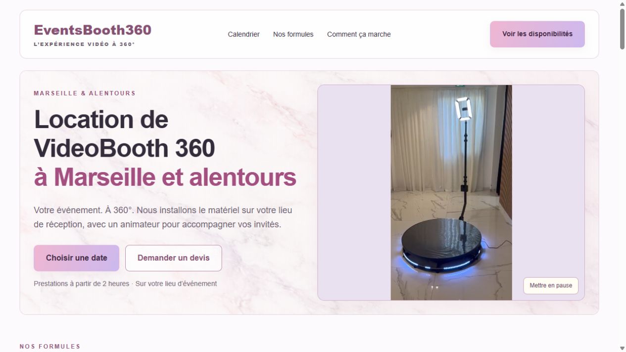 Aperçu réel du site EventsBooth360